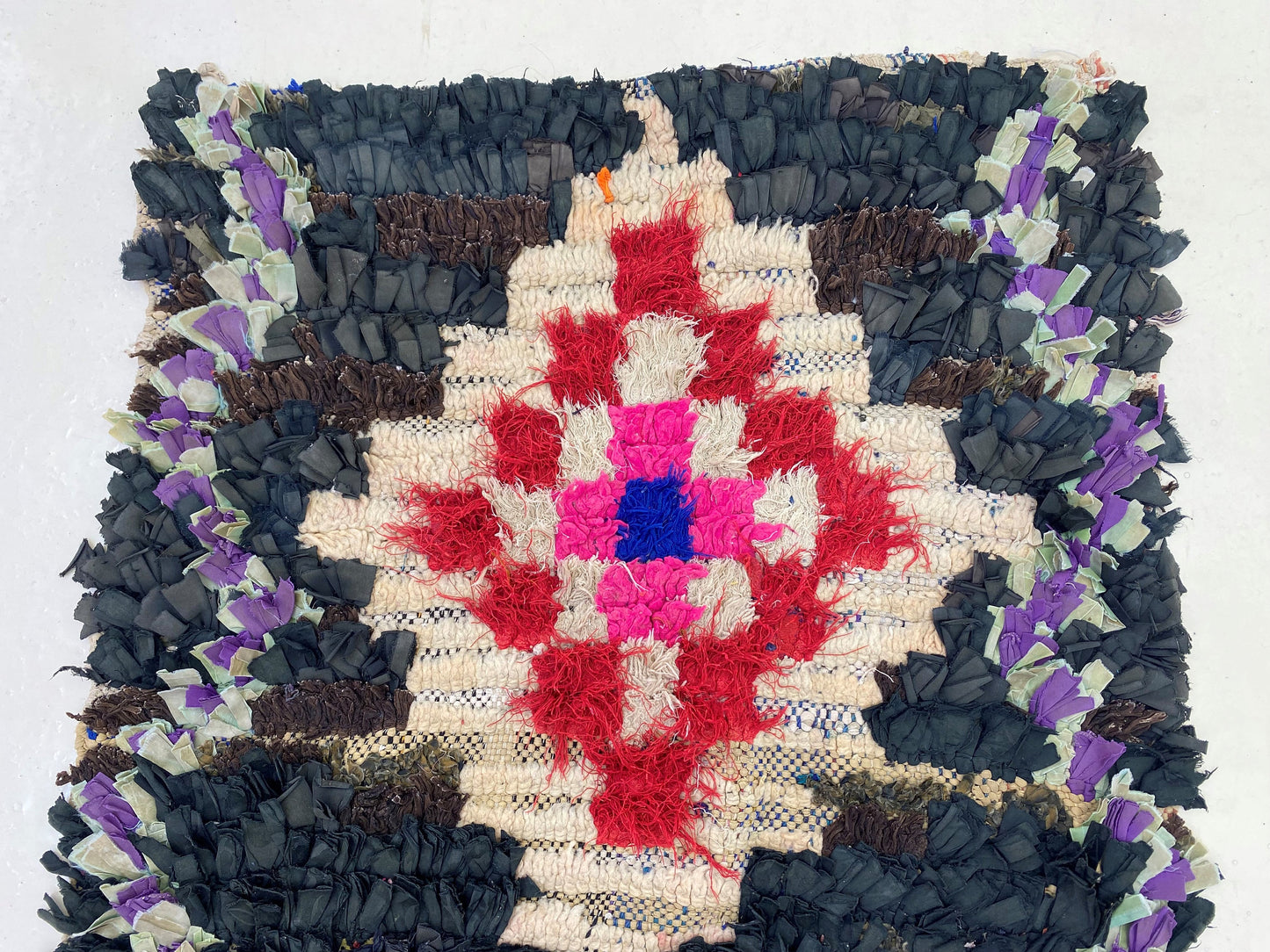 Diamond worn runner rug 7x2 ,Moroccan colorful rug runner.