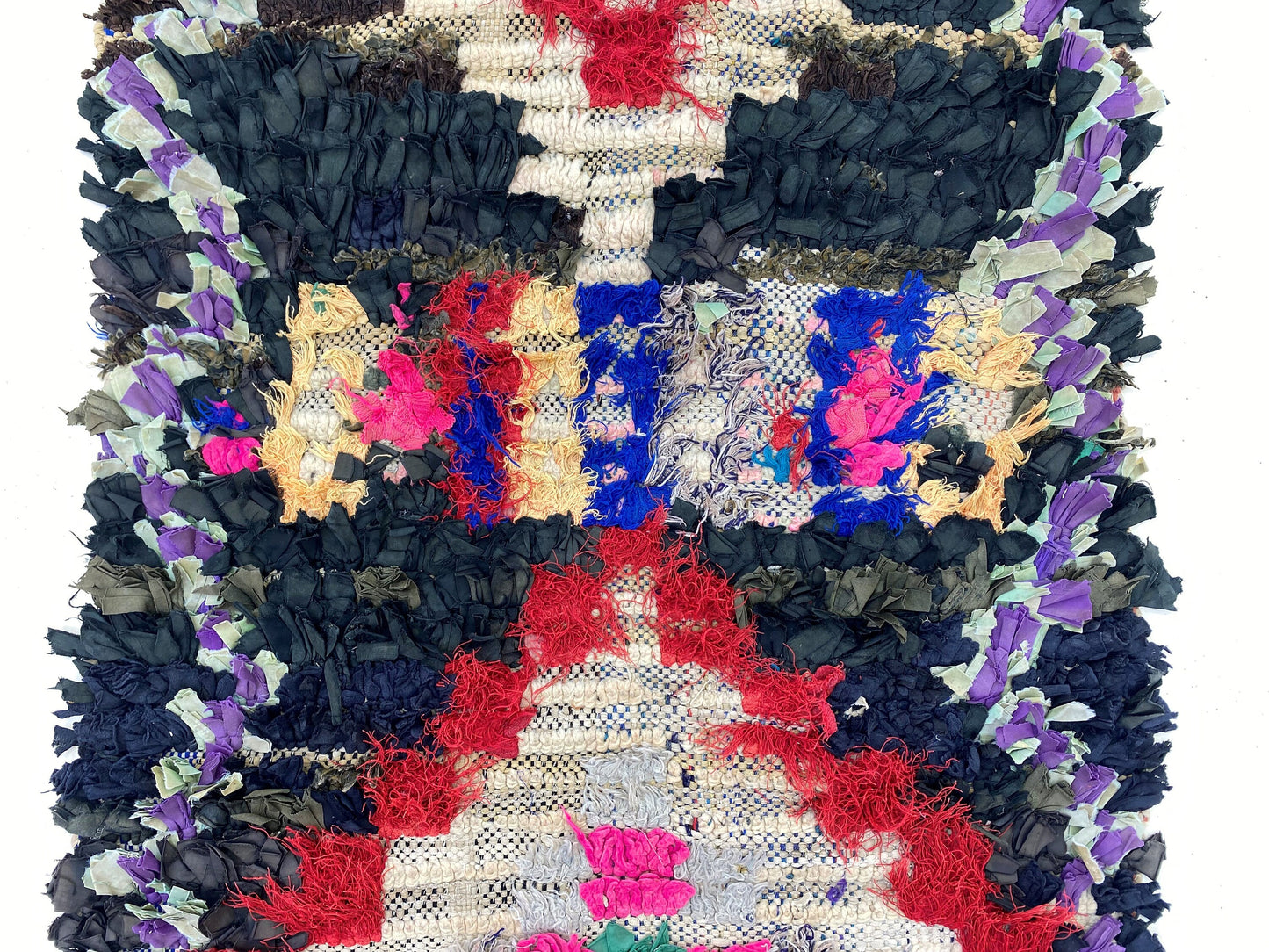 Diamond worn runner rug 7x2 ,Moroccan colorful rug runner.