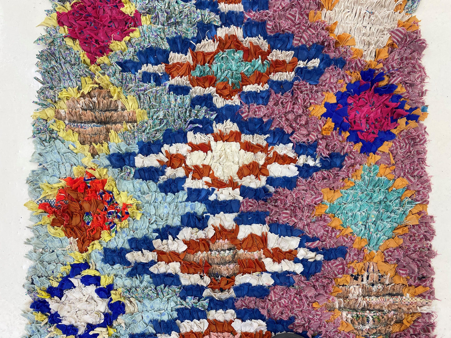 Moroccan vintage rug 3x7, diamond Berber colorful rug.