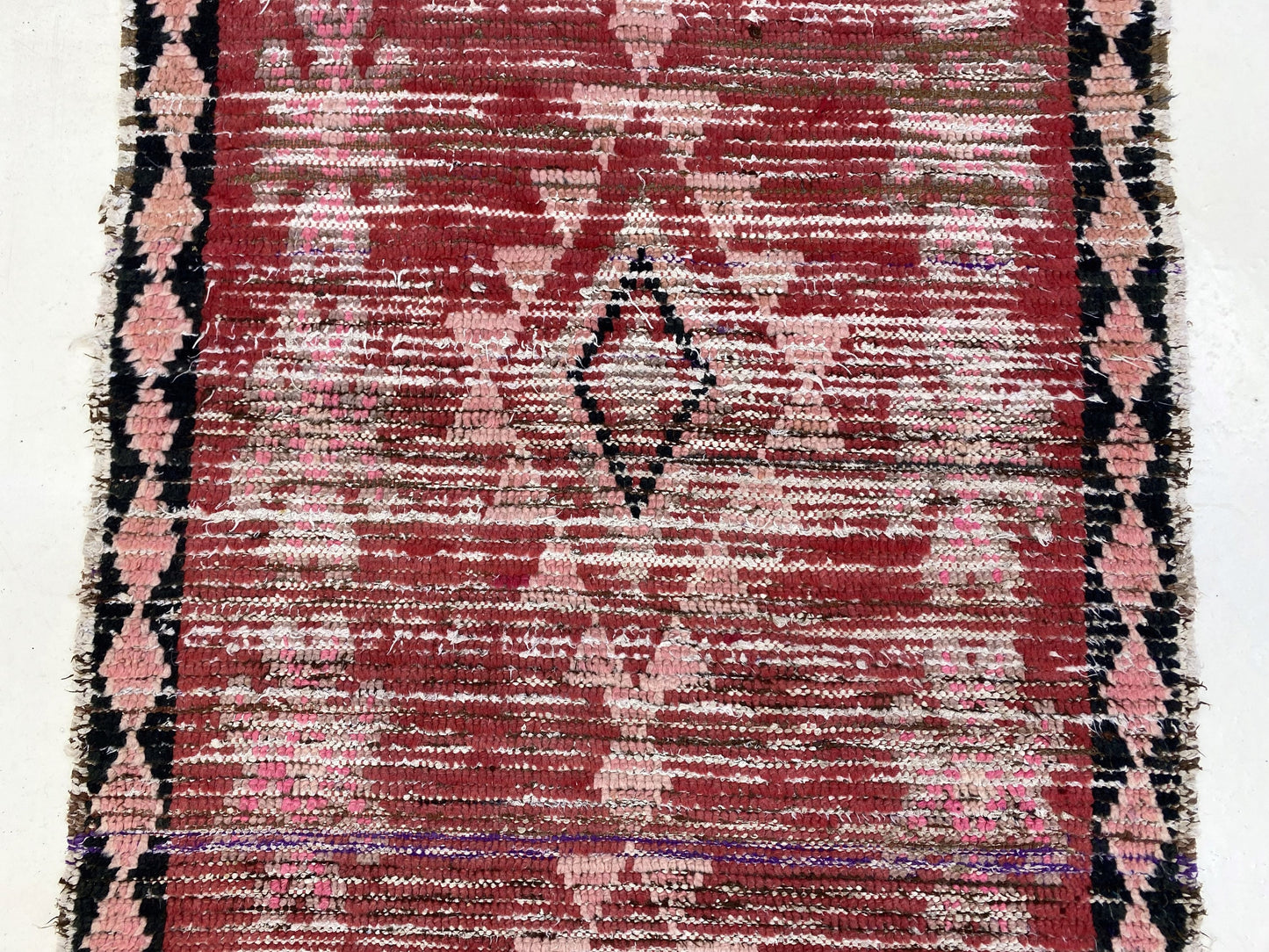 faded woven runner rug, Moroccan vintage rug runner 3x10.