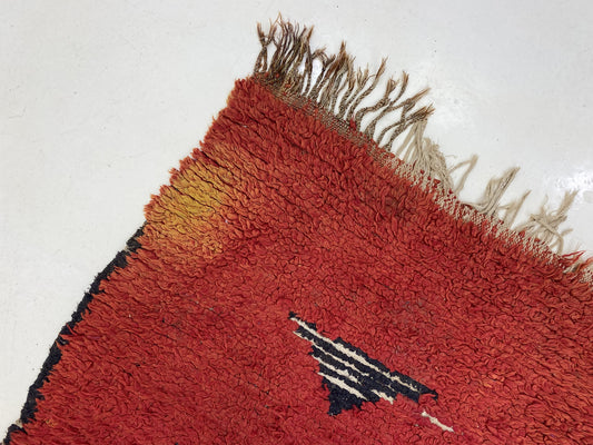 Moroccan Vintage Red Woven Rug Runner 3x7.