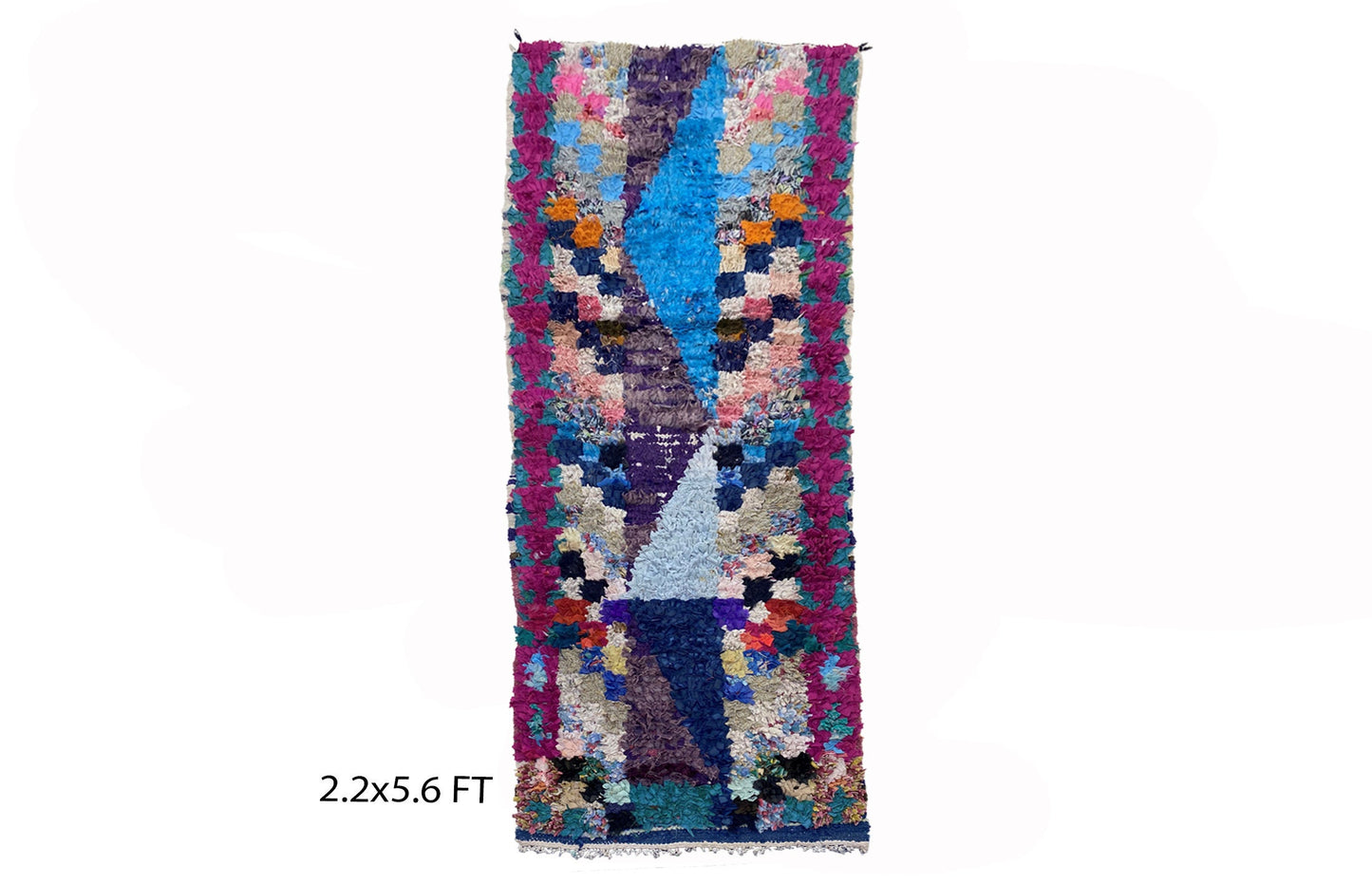 Moroccan Vintage runner rug 2x6, small abstract rug runner.