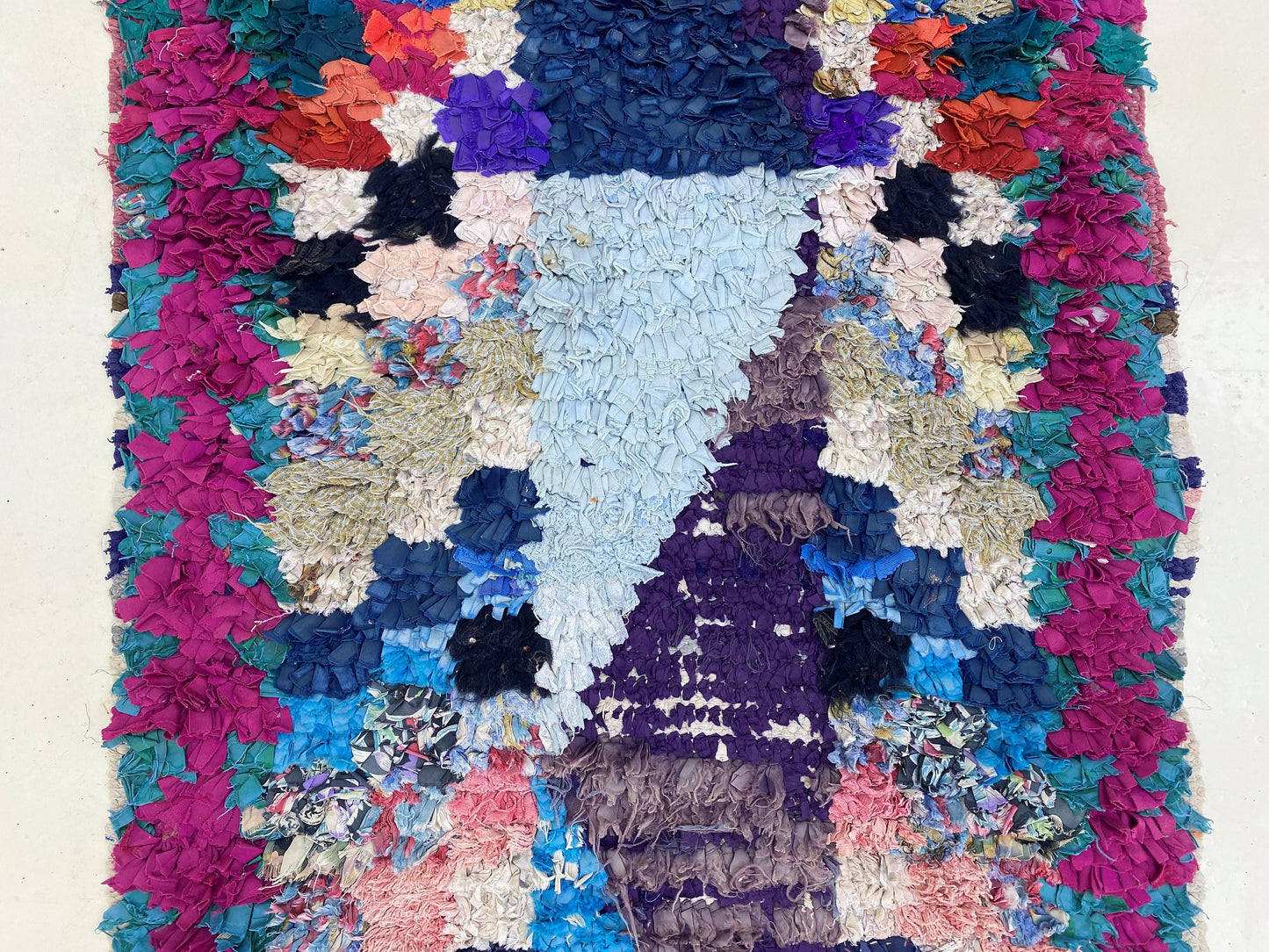 Moroccan Vintage runner rug 2x6, small abstract rug runner.