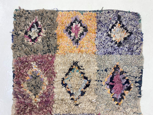 Colorful diamond runner rug 3x6, Moroccan Berber rug runner.
