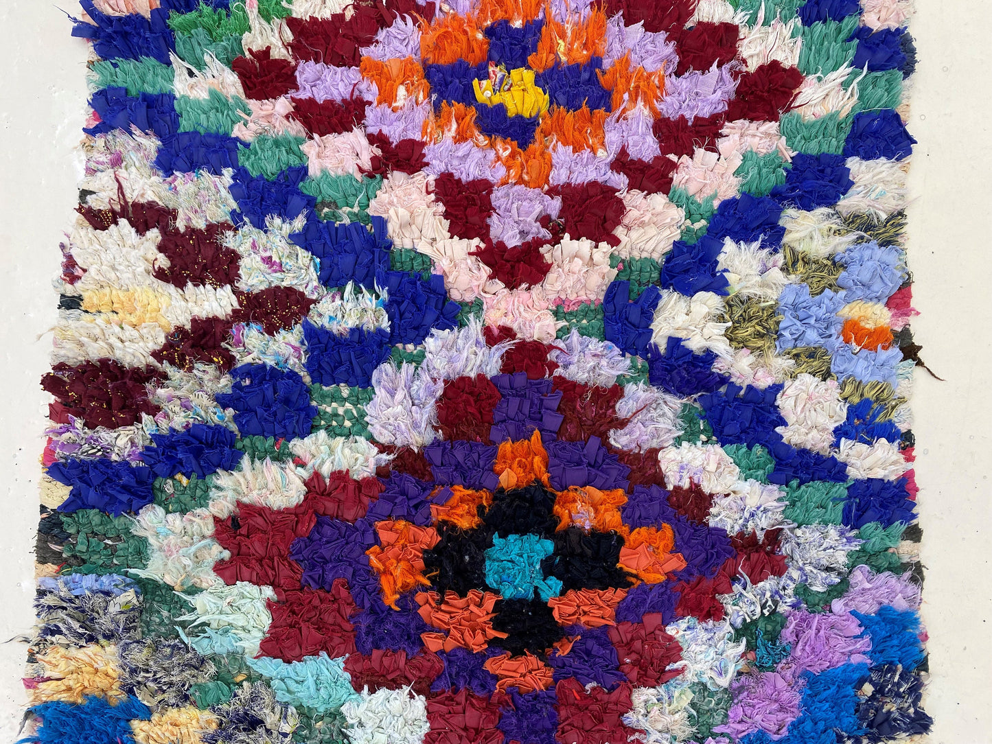 Moroccan vintage runner rug 3x6, checkered small runner rug.