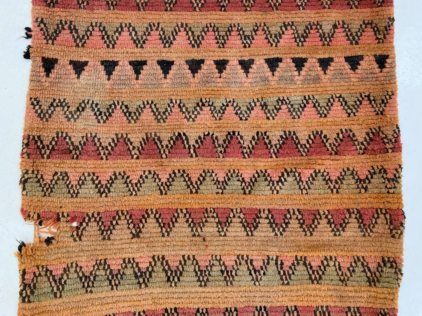 Moroccan Wool Vintage Woven Runner Rug 4x8.