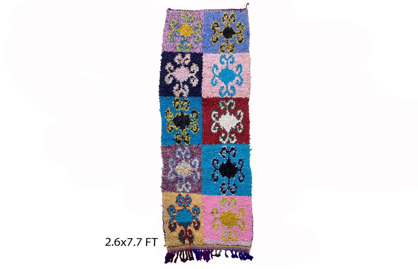 Vintage Moroccan runner rug 3x8, colorful Berber rug runner.