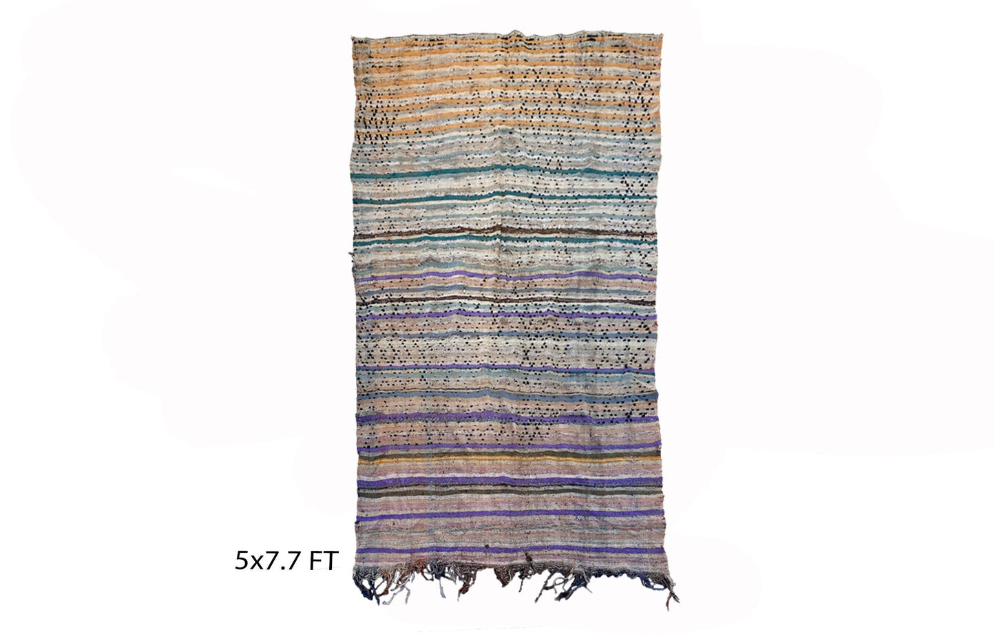 Vintage flat weave area rug 5x8, Moroccan Berber rug.