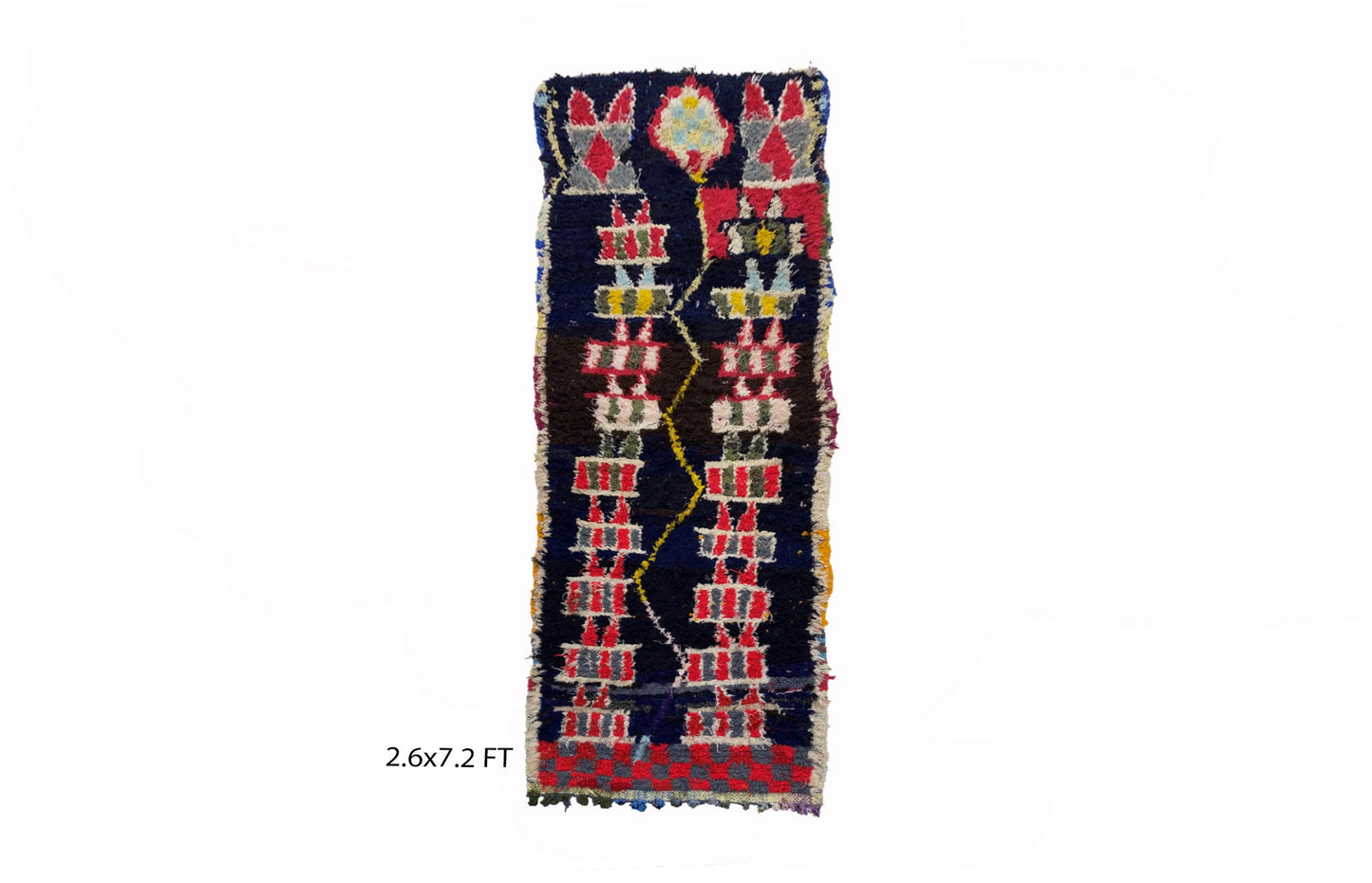 Moroccan vintage runner rug 3x7, colorful woven rug runner.