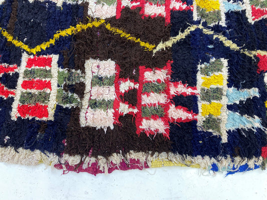 Moroccan vintage runner rug 3x7, colorful woven rug runner.