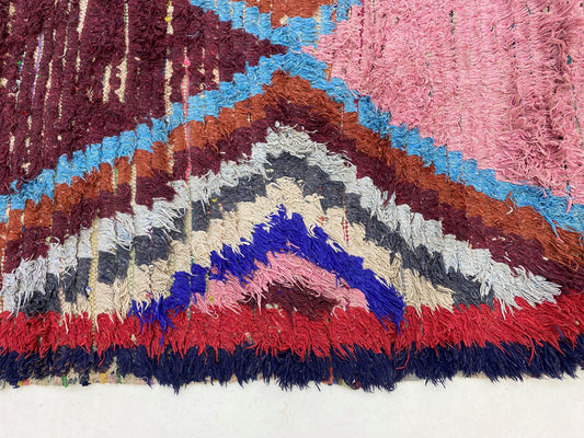 Moroccan vintage runner rug 4x10, handwoven woven rug runner.