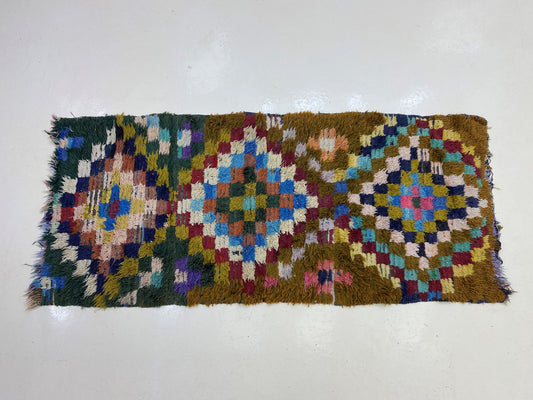 Moroccan vintage runner rug 3x6, handwoven boho runner rug.