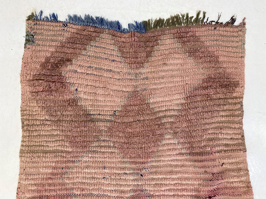 Moroccan woven runner rug 3x10, vintage faded runner rug.