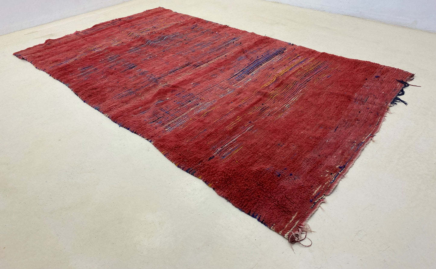 Moroccan solid Area Rug 5x9, wool Vintage woven rug.