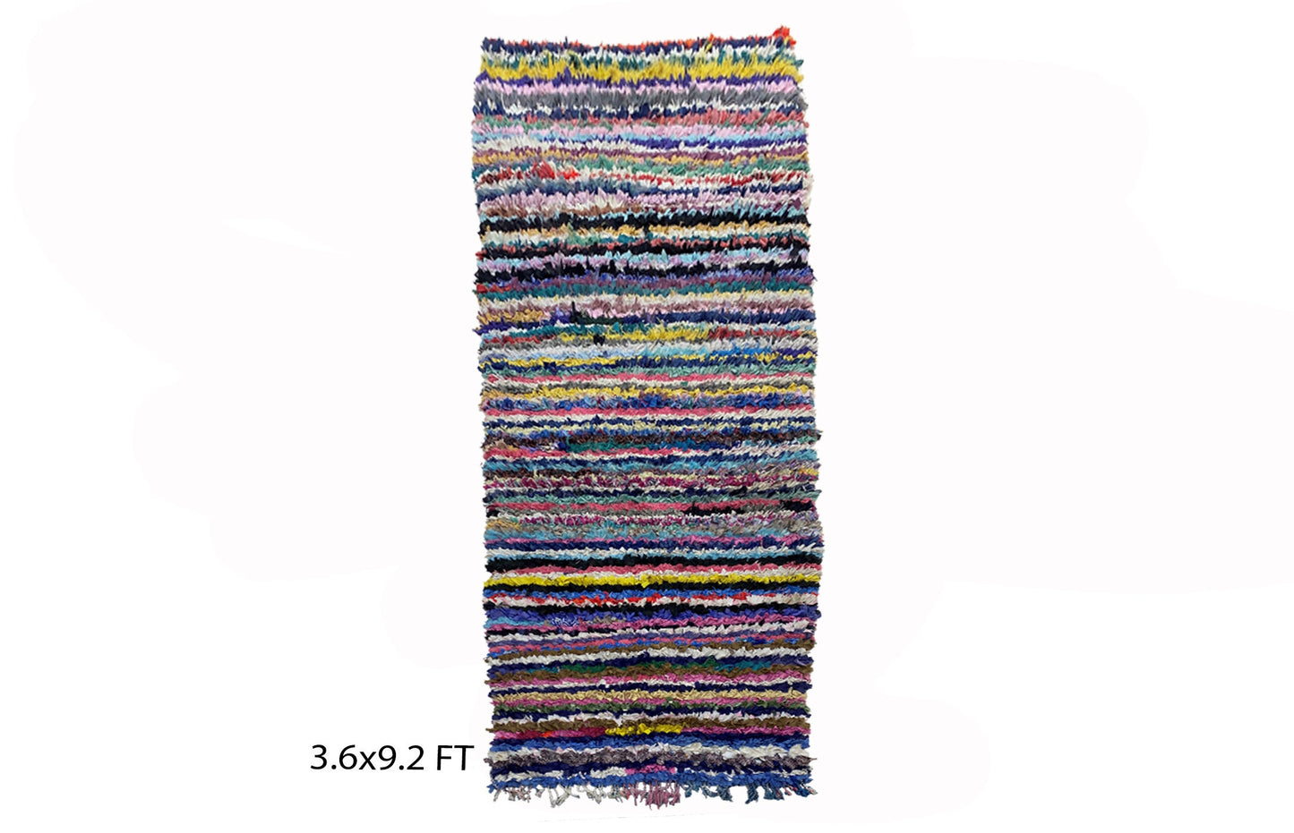 Colorful striped rug runner 4x9, Long Moroccan runner rug.