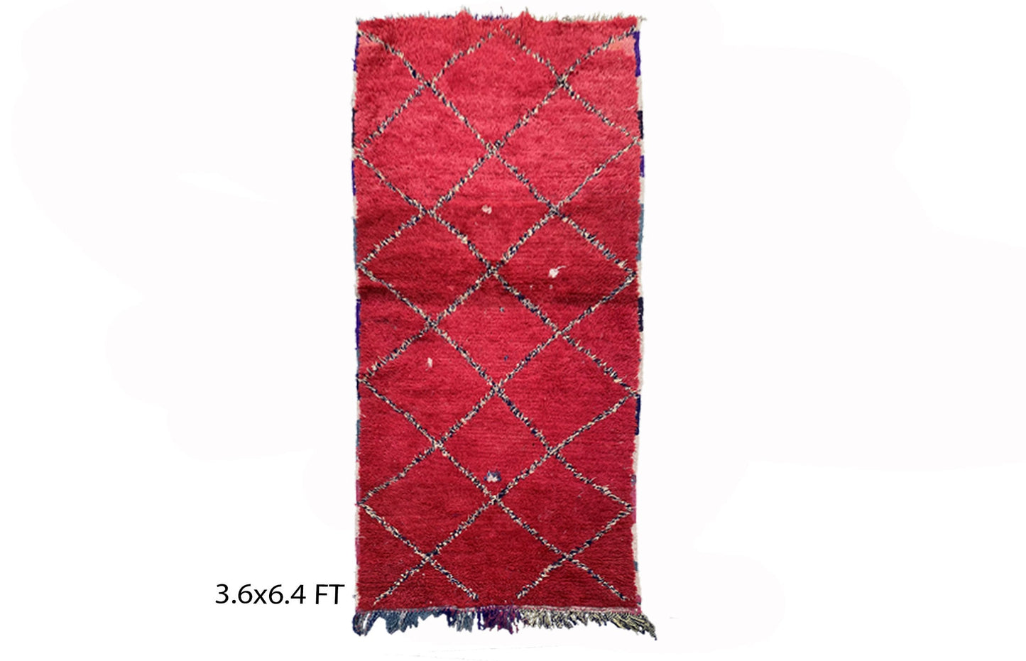 Moroccan red diamond rug 4x6, vintage Berber area rug.