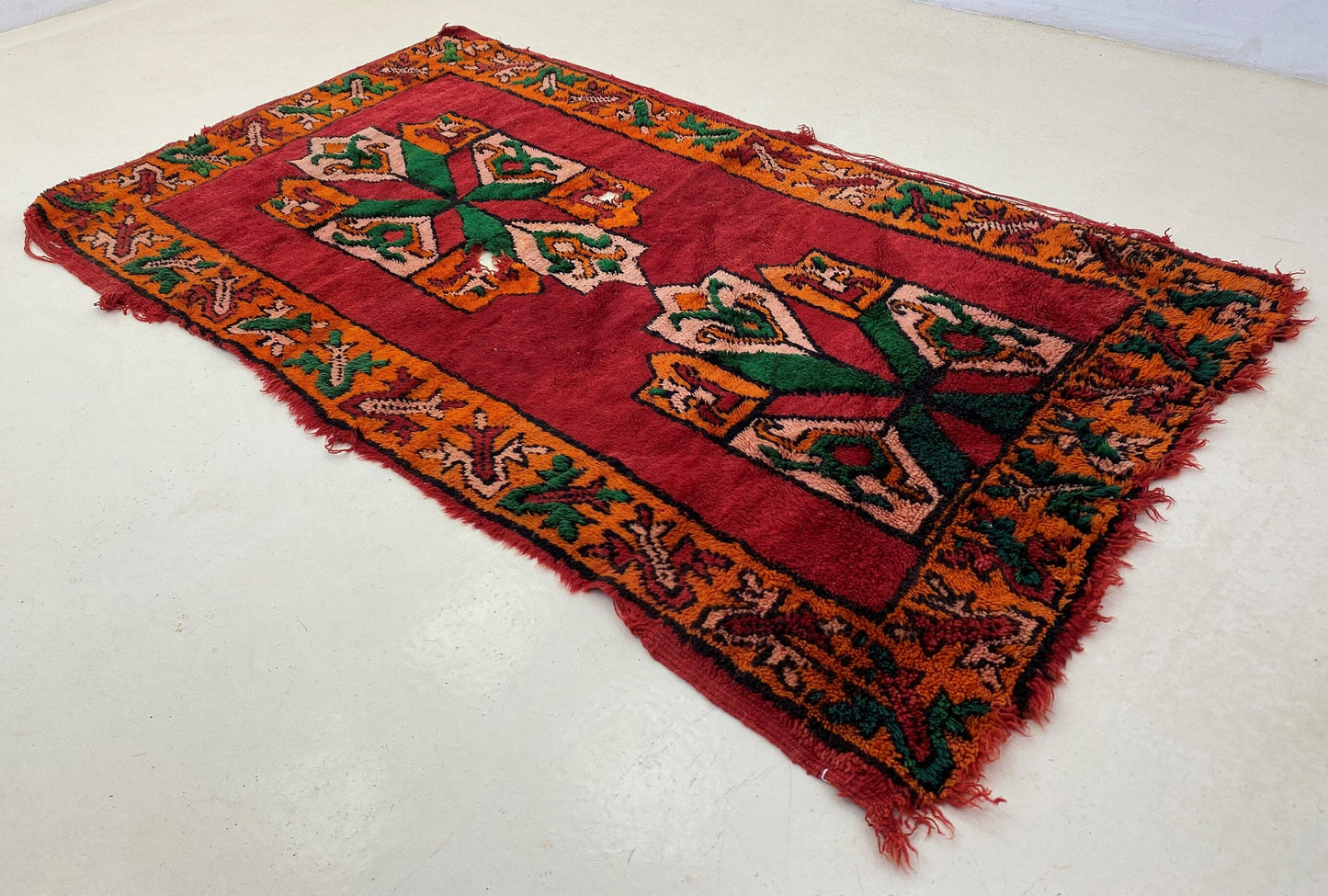 Moroccan colorful rug 4x7, Vintage Berber area rug.
