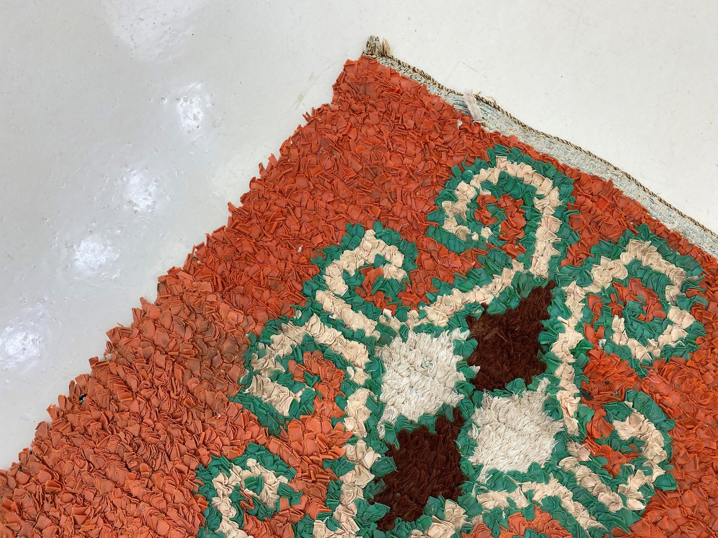 Boucherouite vintage runner rug 2x7, Moroccan Berber runner rug.