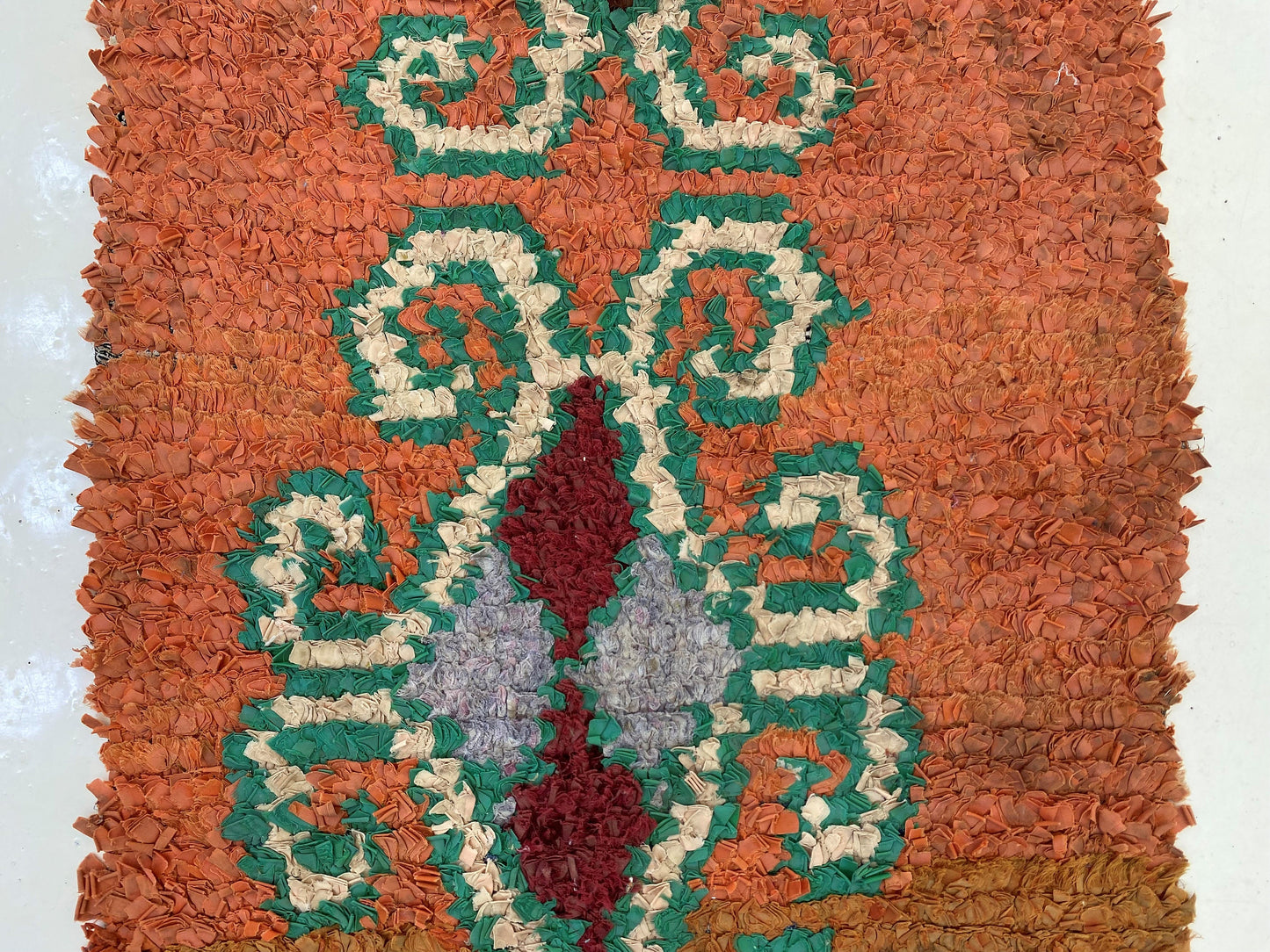Boucherouite vintage runner rug 2x7, Moroccan Berber runner rug.