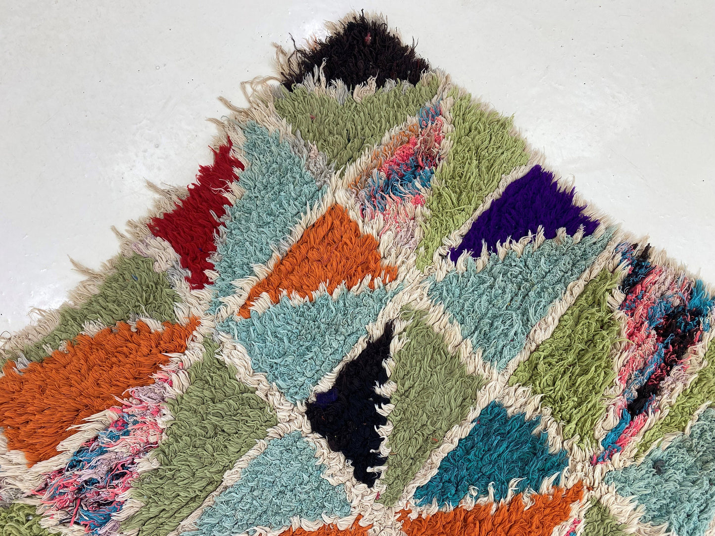 Small colorful vintage rug 3x5, Moroccan Berber area rug.