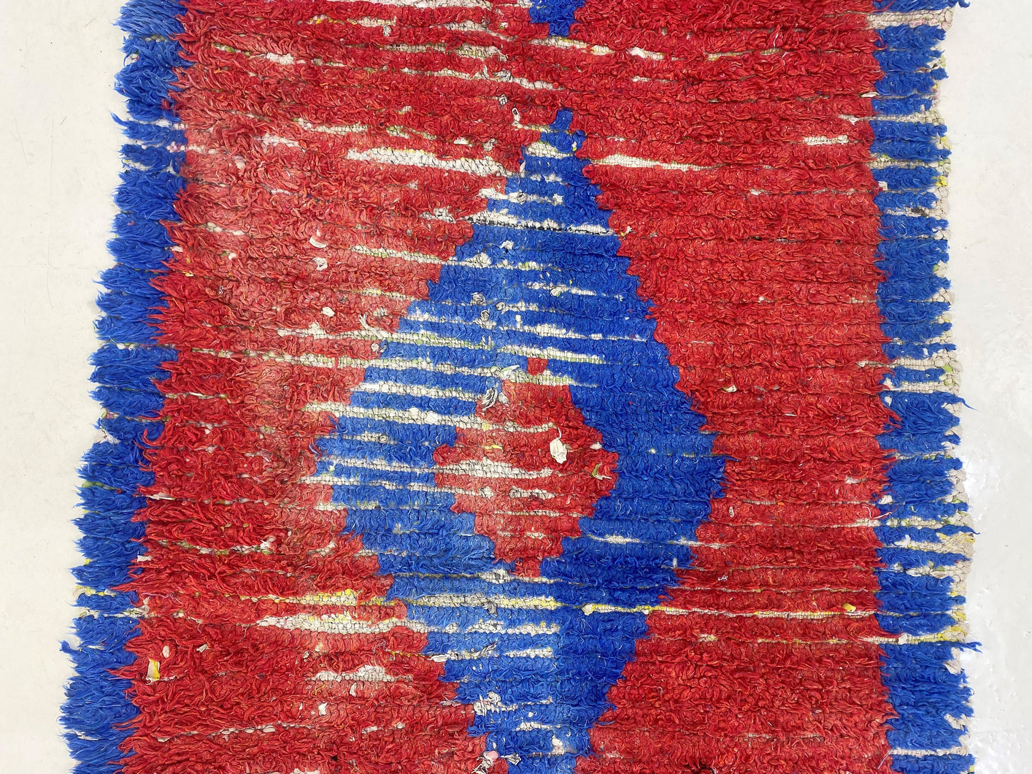 Narrow diamond rug runner 3x9.5, Moroccan vintage runner rug.