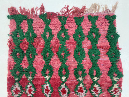 Small colorful Vintage rug 3x5, Moroccan Diamond rug.