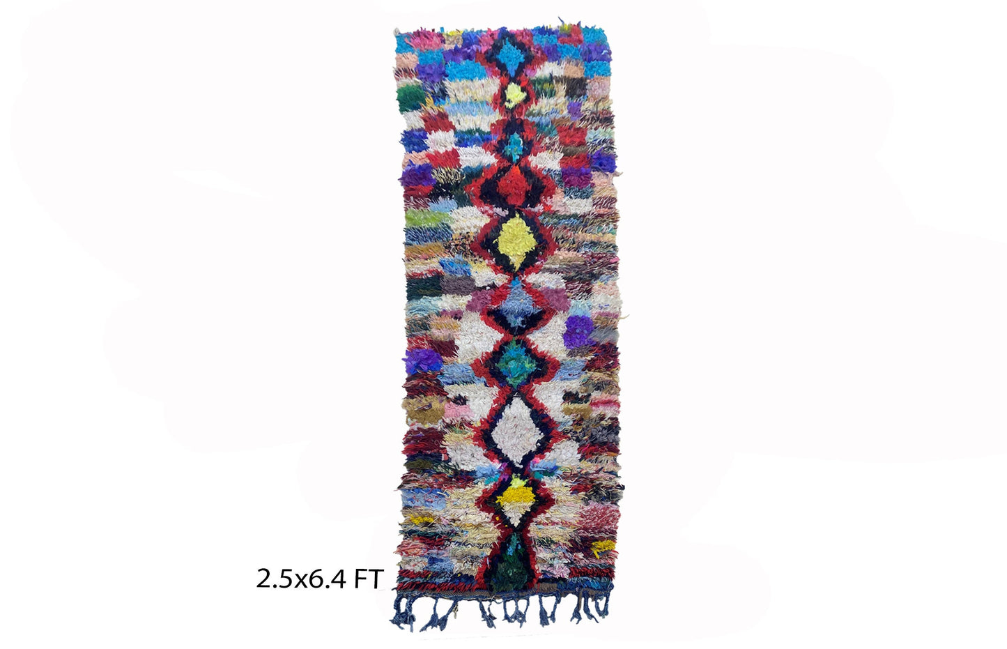 Moroccan vintage runner rug 2.5x6, Berber colorful runner rug.