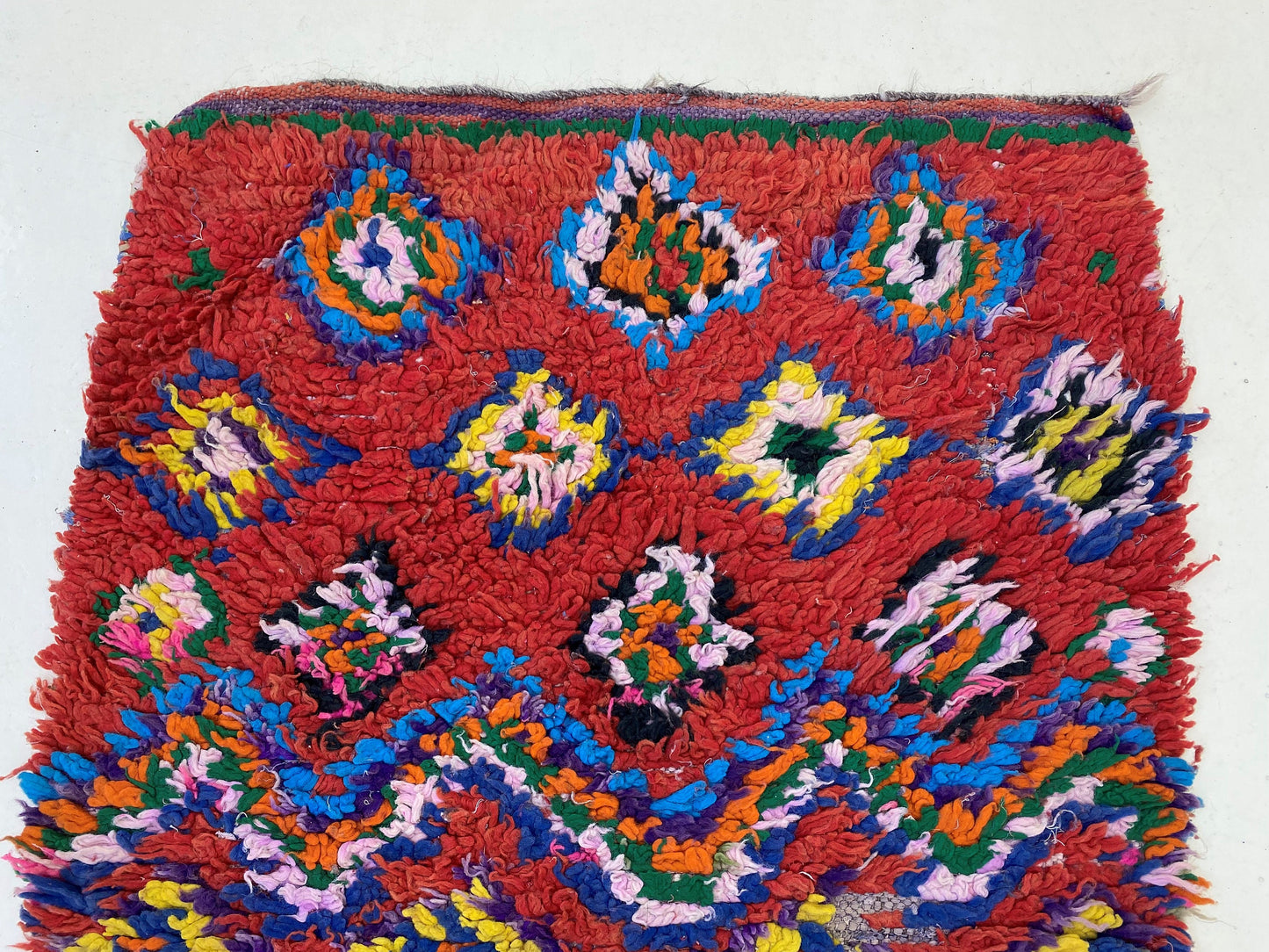 Berber colorful runner rug 3x9, extra narrow Moroccan rug runner.