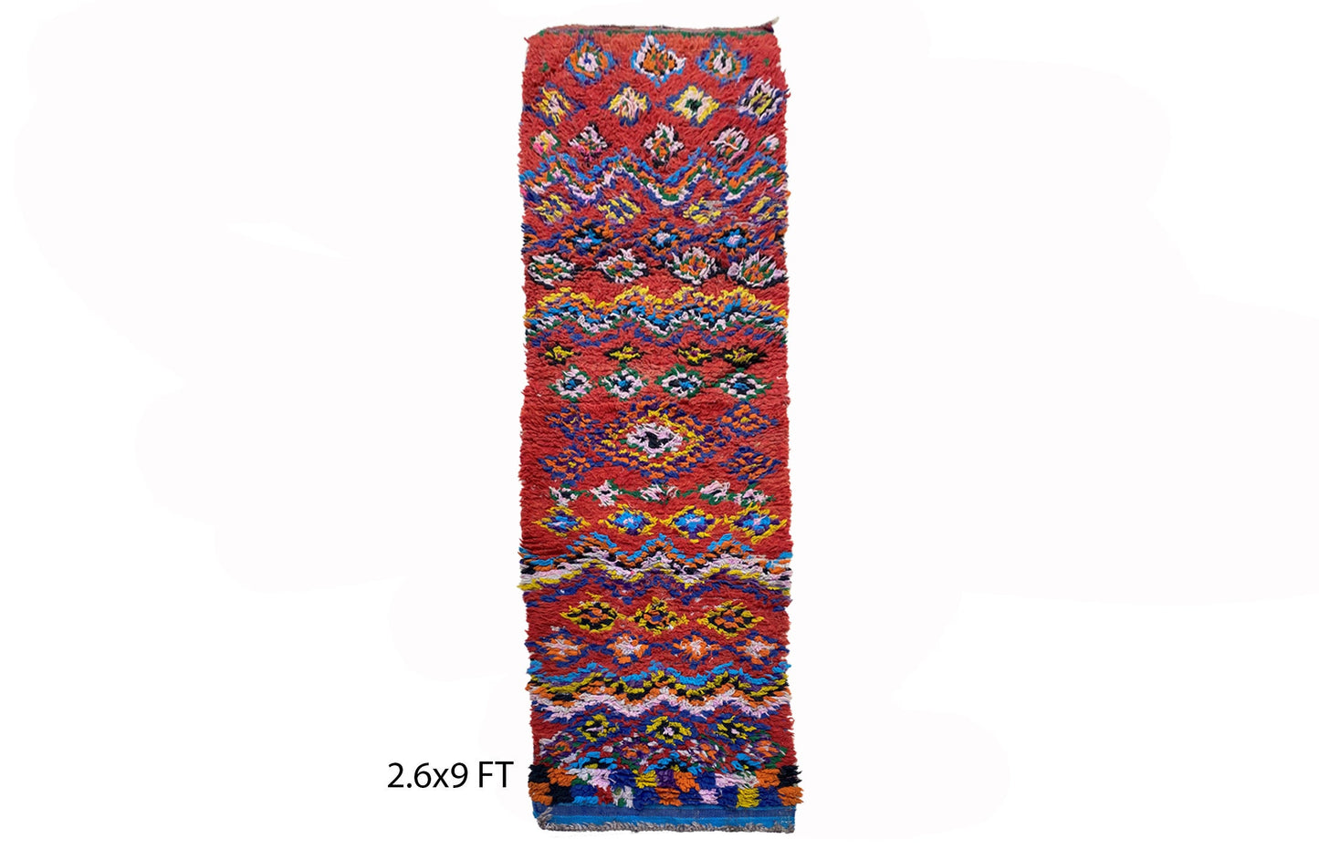 Berber colorful runner rug 3x9, extra narrow Moroccan rug runner.