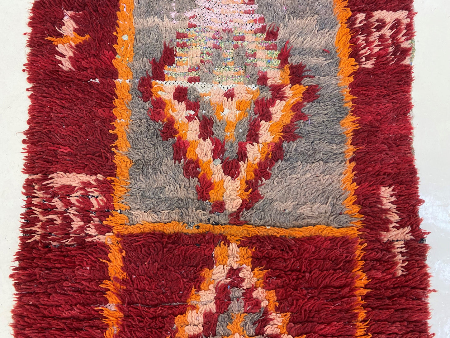 Diamond runner, Moroccan vintage colorful rug runner 3x7.
