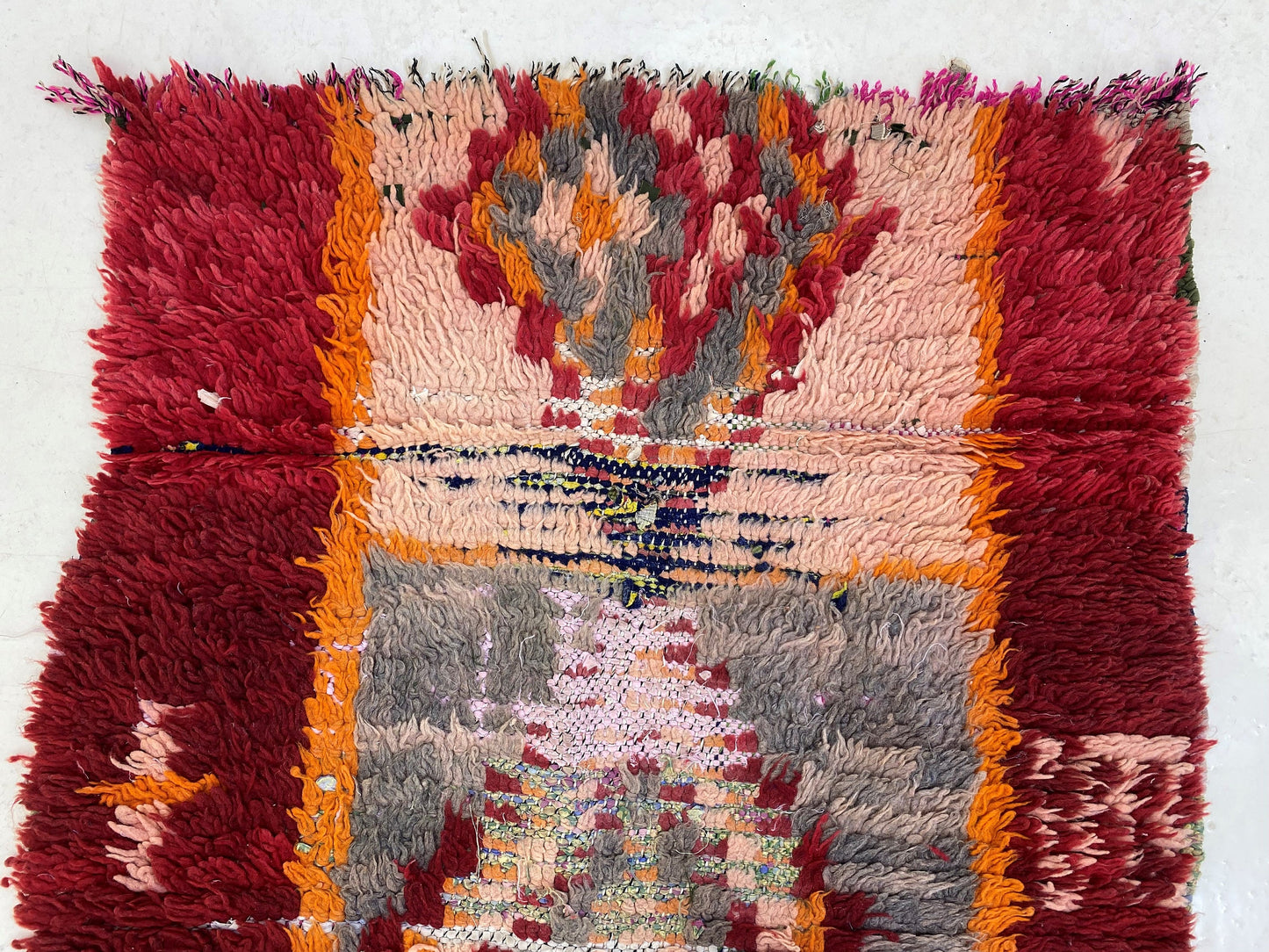 Diamond runner, Moroccan vintage colorful rug runner 3x7.