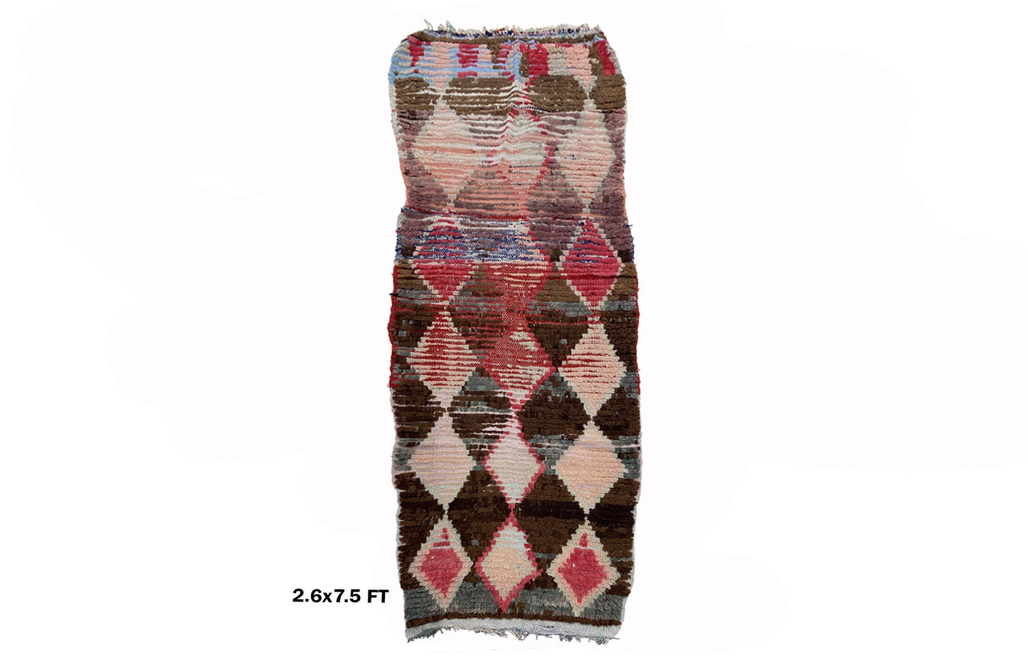 Diamond runner, Moroccan colorful runner rug 3x7.5.
