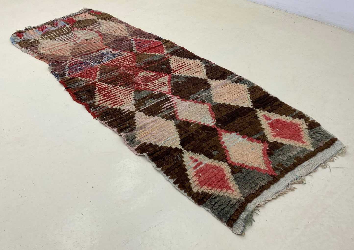 Diamond runner, Moroccan colorful runner rug 3x7.5.