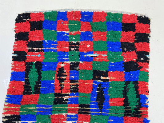 Tapis à carreaux, tapis berbère vintage marocain 3x9.