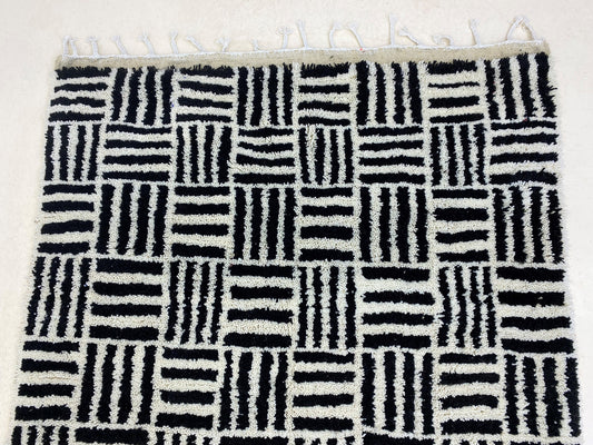 Custom rug, Black and white handmade wool Berber area rugs, Moroccan Rug for a Cozy Space.