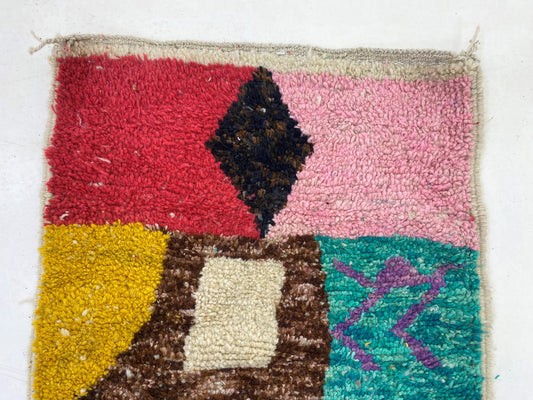 Hallway Moroccan Runner Rug, Berber Handmade Wool rugs, Colorful Moroccan Runner for hallway.