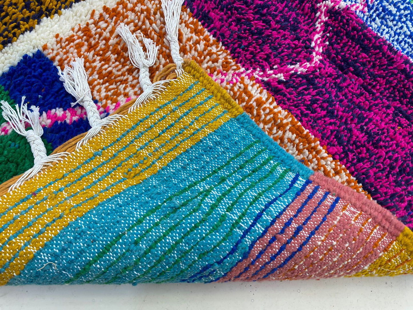 Colorful Moroccan Handmade area Rug, Vibrant Bohemian Home Decor rug.