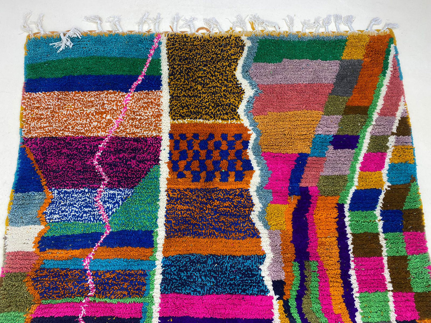 Colorful Moroccan Handmade area Rug, Vibrant Bohemian Home Decor rug.