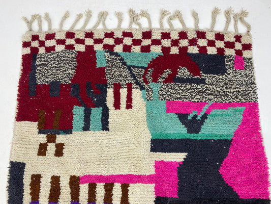 Tapis marocain noué à la main sur mesure, tapis en laine berbère tissé à la main.