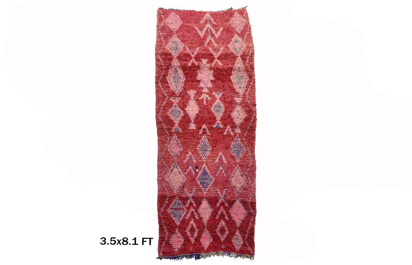 Moroccan red vintage runner rug 4x8, Narrow Berber rug runner.