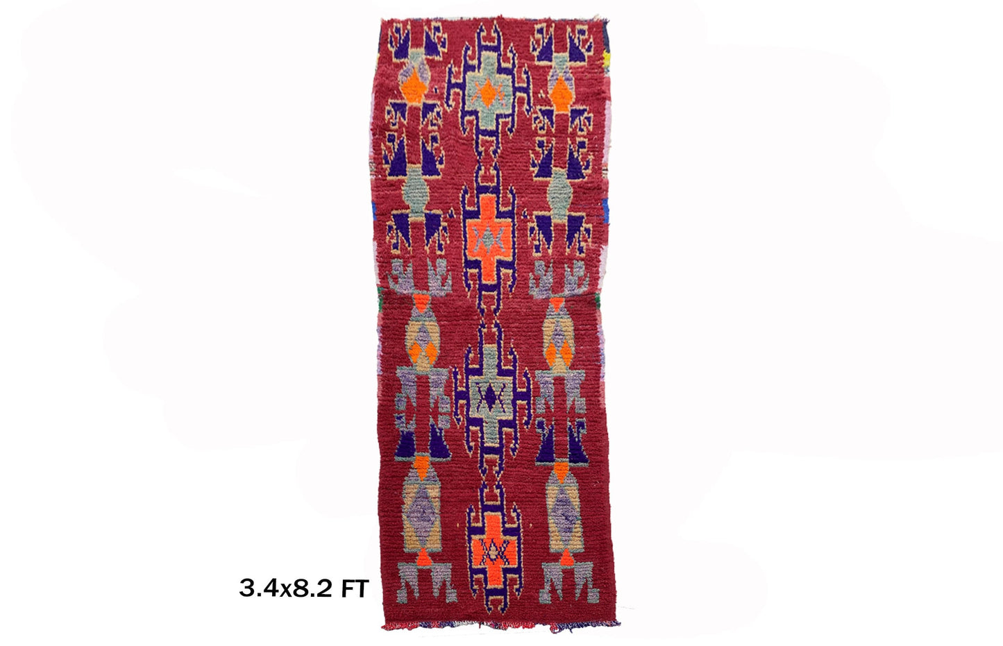 Moroccan vintage Faded Rugs 4x8, hallway Berber Rug.