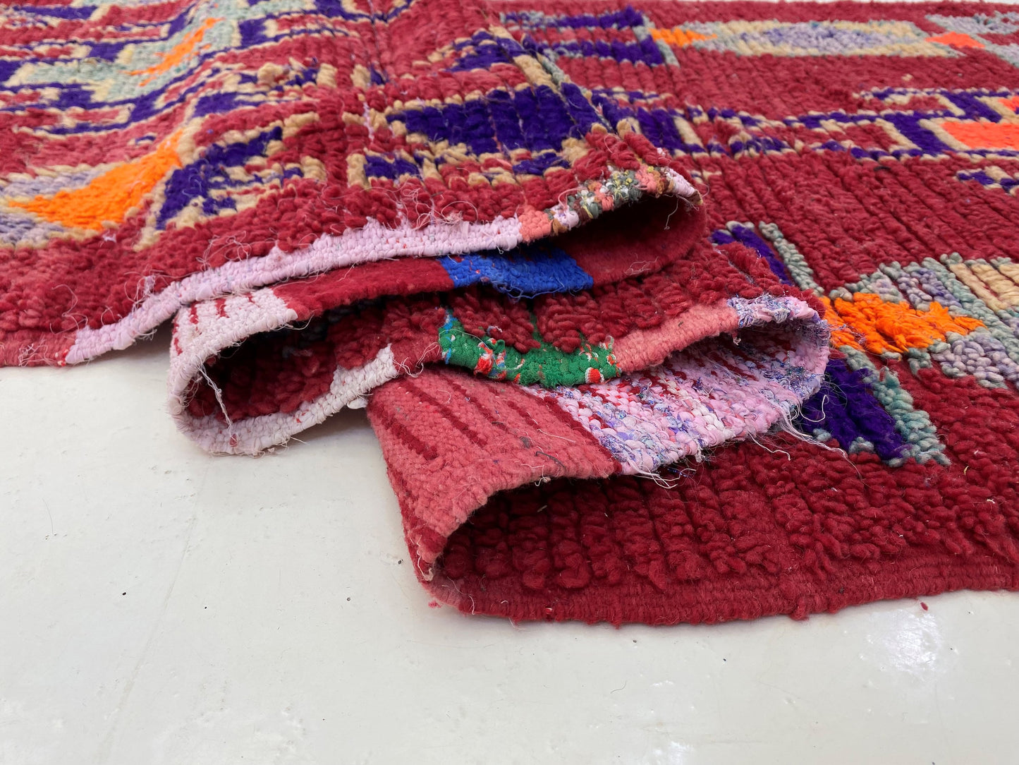 Moroccan vintage Faded Rugs 4x8, hallway Berber Rug.