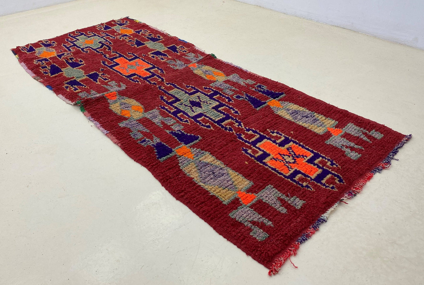 Moroccan vintage Faded Rugs 4x8, hallway Berber Rug.