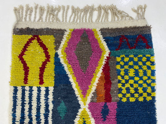 Tapis marocain coloré - Tapis berbère personnalisé tissé à la main, tapis en laine fait main.