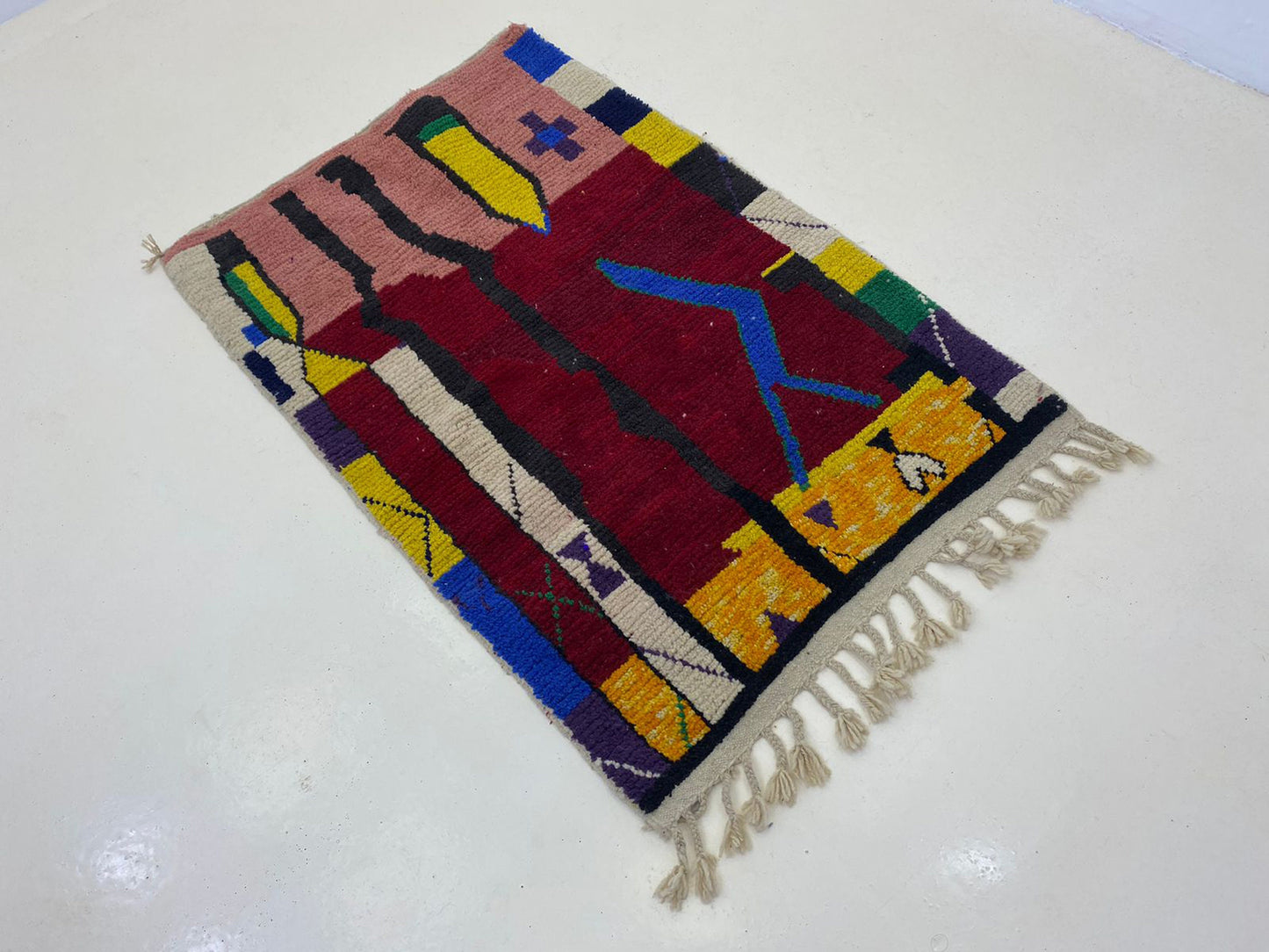 Handwoven Moroccan Rug, colorful handmade Rugs, Custom Berber area Rug.