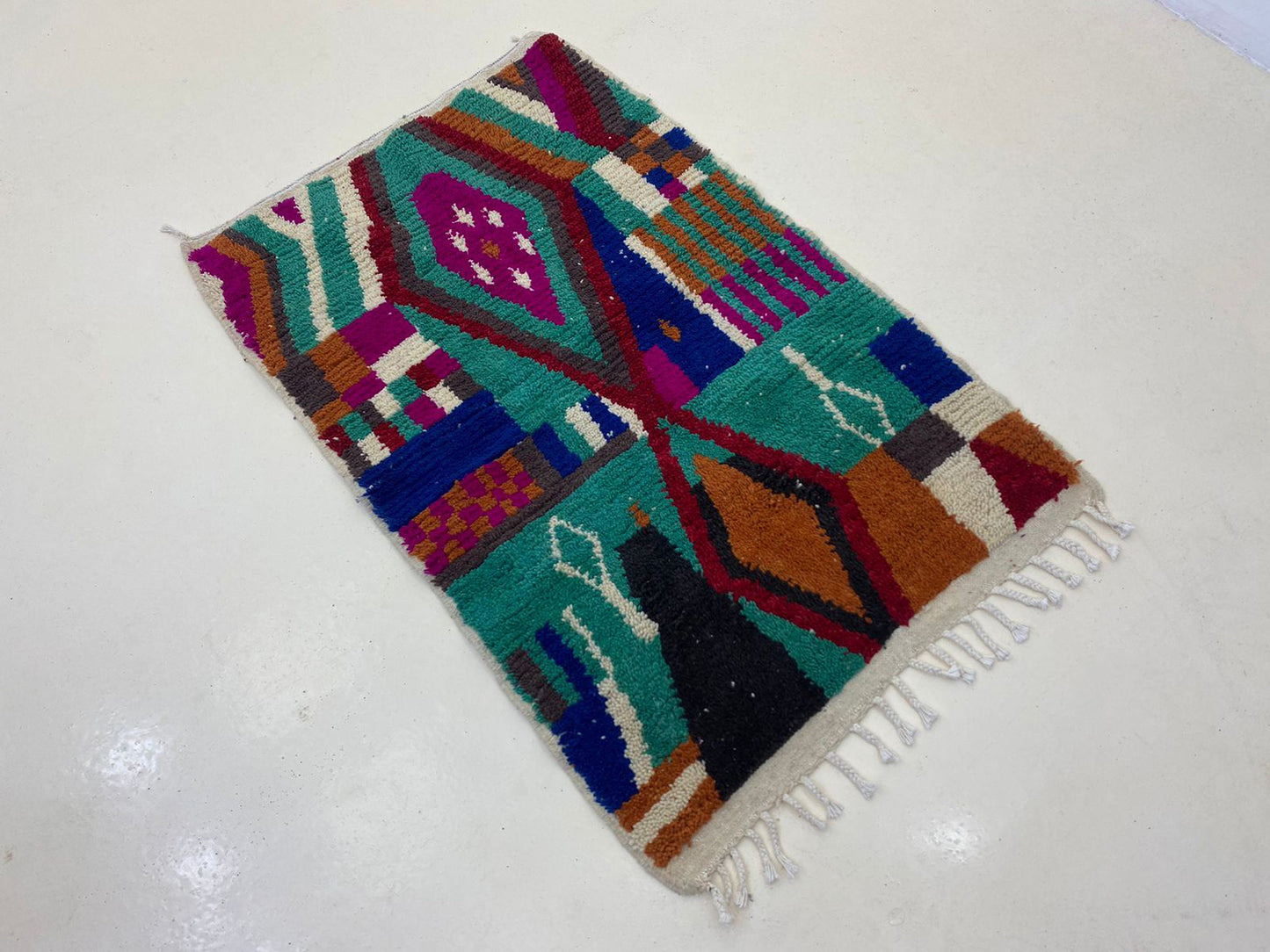 Vibrant Custom Rug, Hand Knotted Moroccan Wool Berber Area Rug.