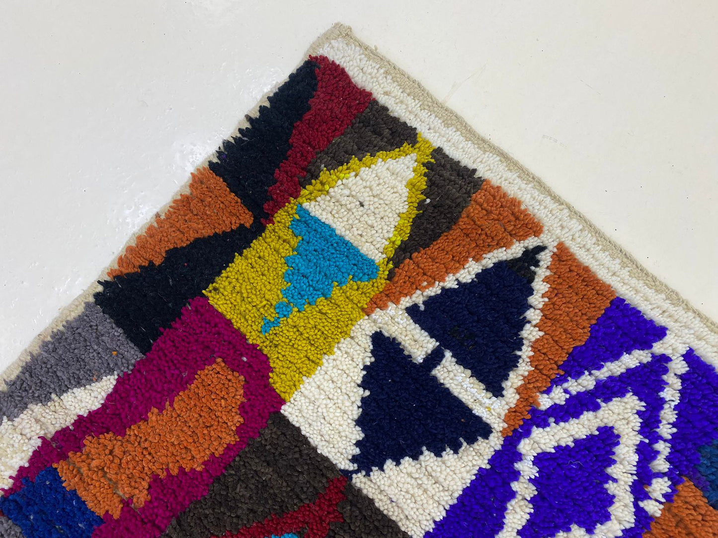 Vibrant Moroccan Hand Knotted Custom Rug, Colorful Boho Home Decor.