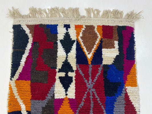 Vibrant Moroccan Hand Knotted Custom Rug, Colorful Boho Home Decor.