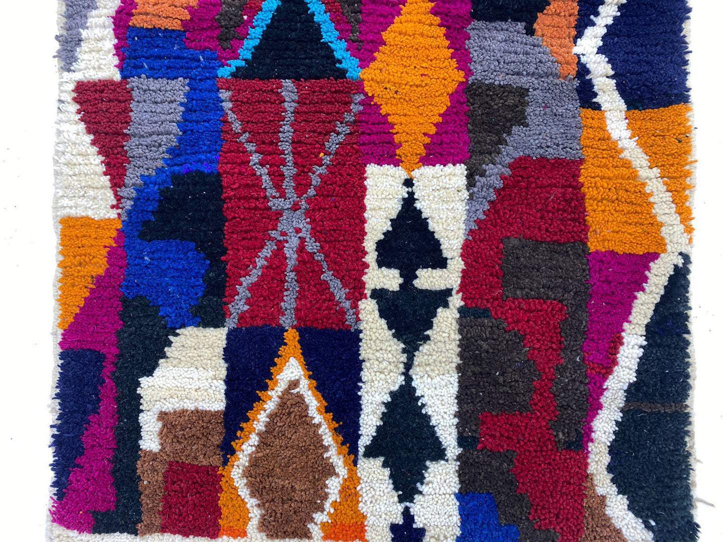 Vibrant Moroccan Hand Knotted Custom Rug, Colorful Boho Home Decor.