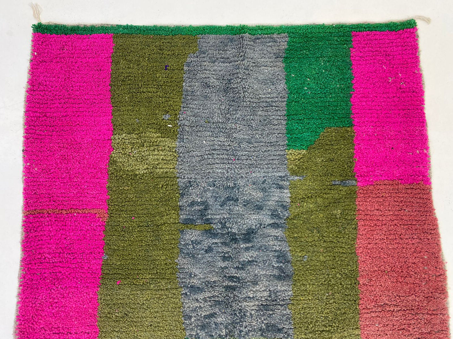 Hand Knotted Moroccan Wool Berber Area Rug, Vibrant Custom Kitchen rug.